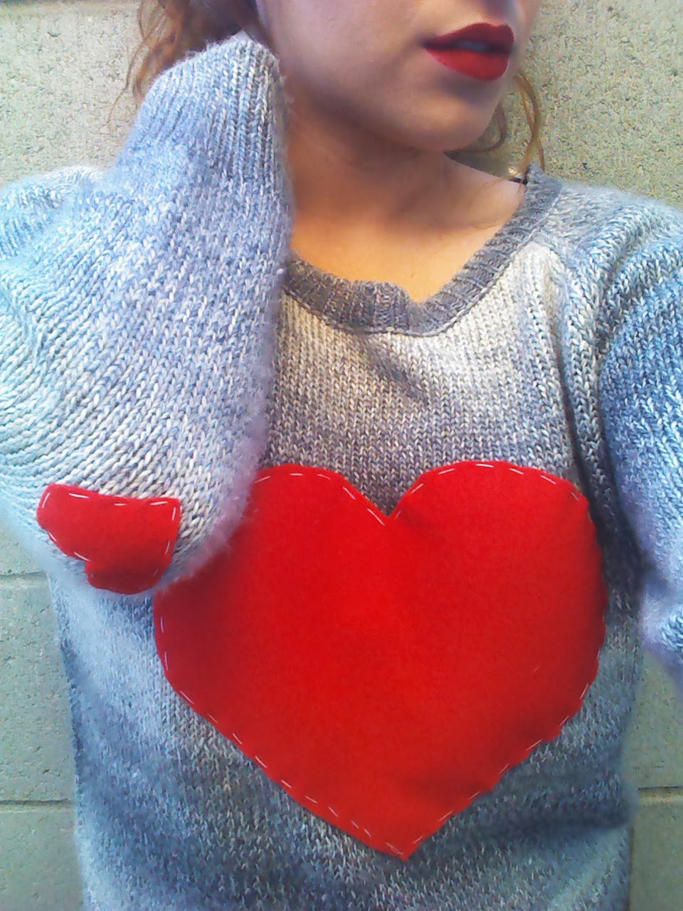 StephanieEspina: D.I.Y all the time! Heart stitched knitted sweater