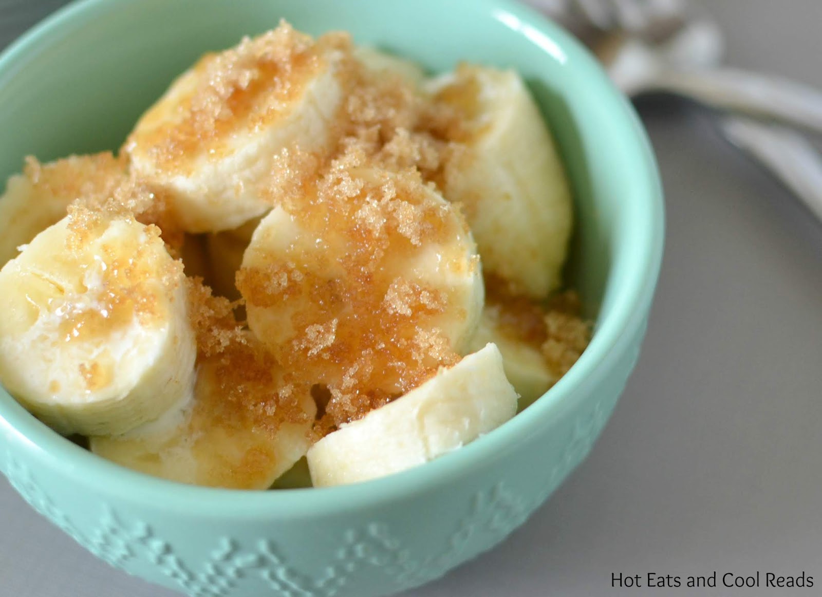 Brown Sugar Bananas and Cream Recipe from Hot Eats and Cool Reads! This sweet treat is ready in minutes and is great for breakfast or as a dessert!