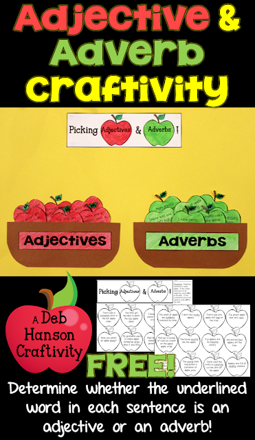 Check out this FREE Parts of Speech Craftivity!  Students identify whether the underlined word within each sentence is an adjective or an adverb, and then assemble the craftivity!