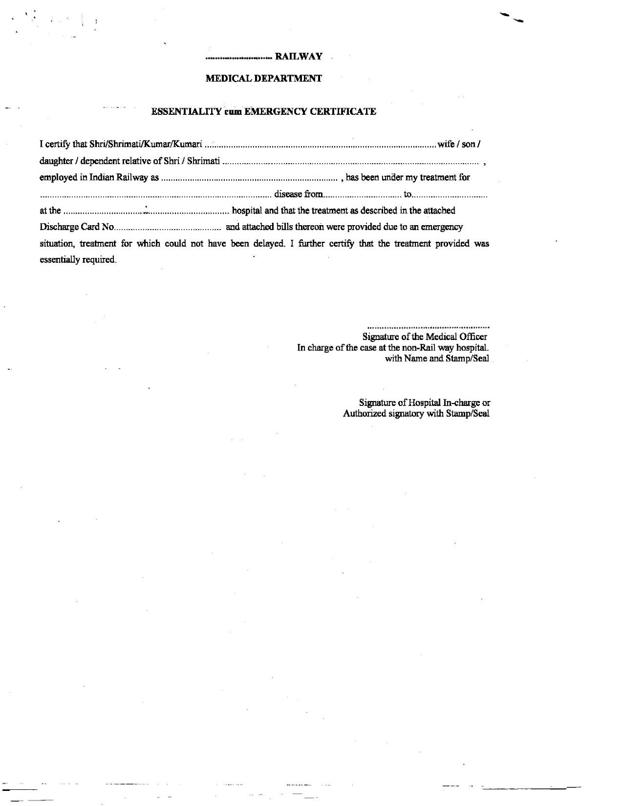 Rly Board Directorate Of Health Correction Slip to Annexure Ill of Para