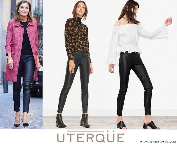 Queen Letizia wore Uterque Black leather pants