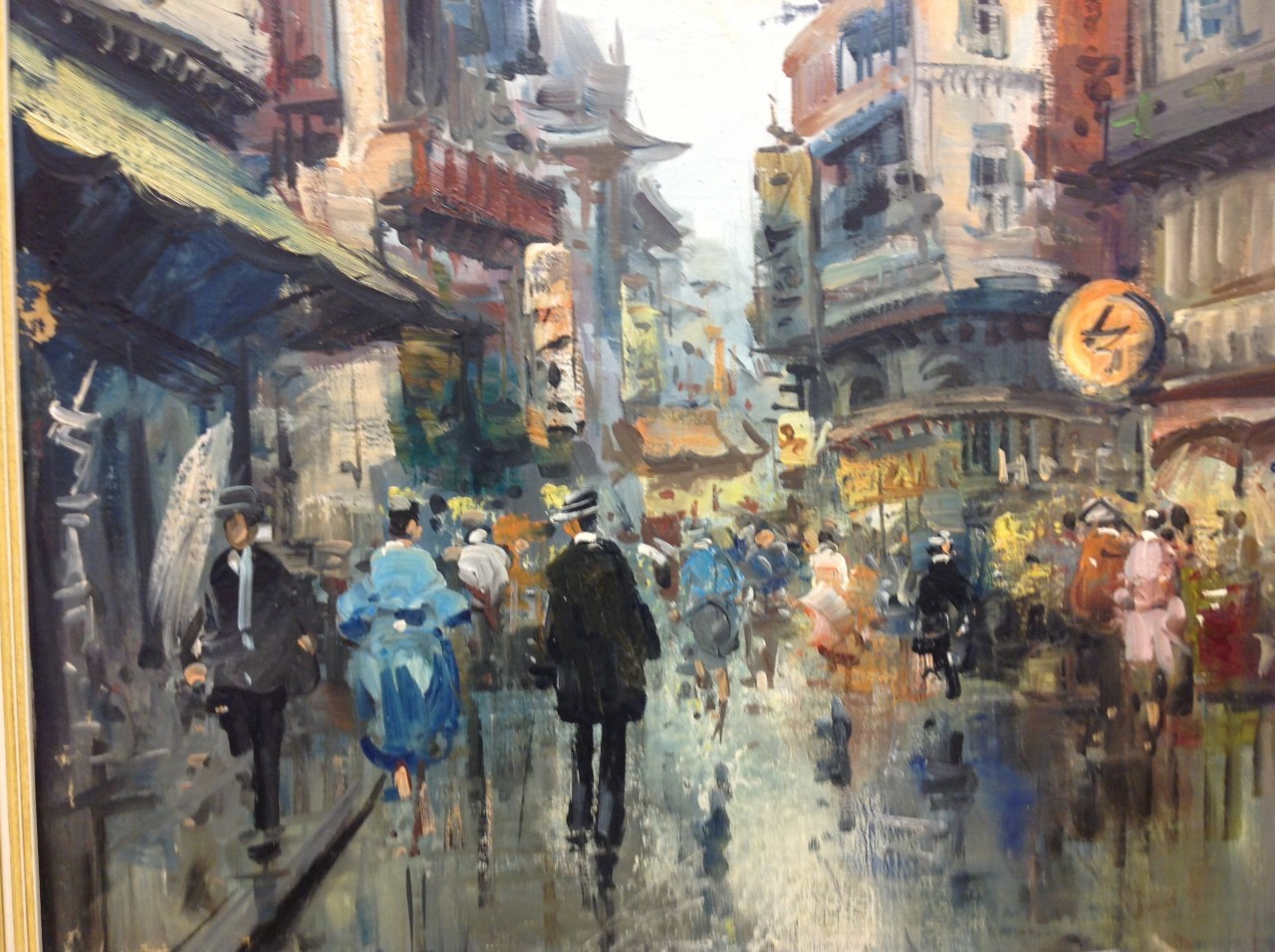 Art Gallery Parisian Street Scene, Oil on canvas, signed Iraci, Art