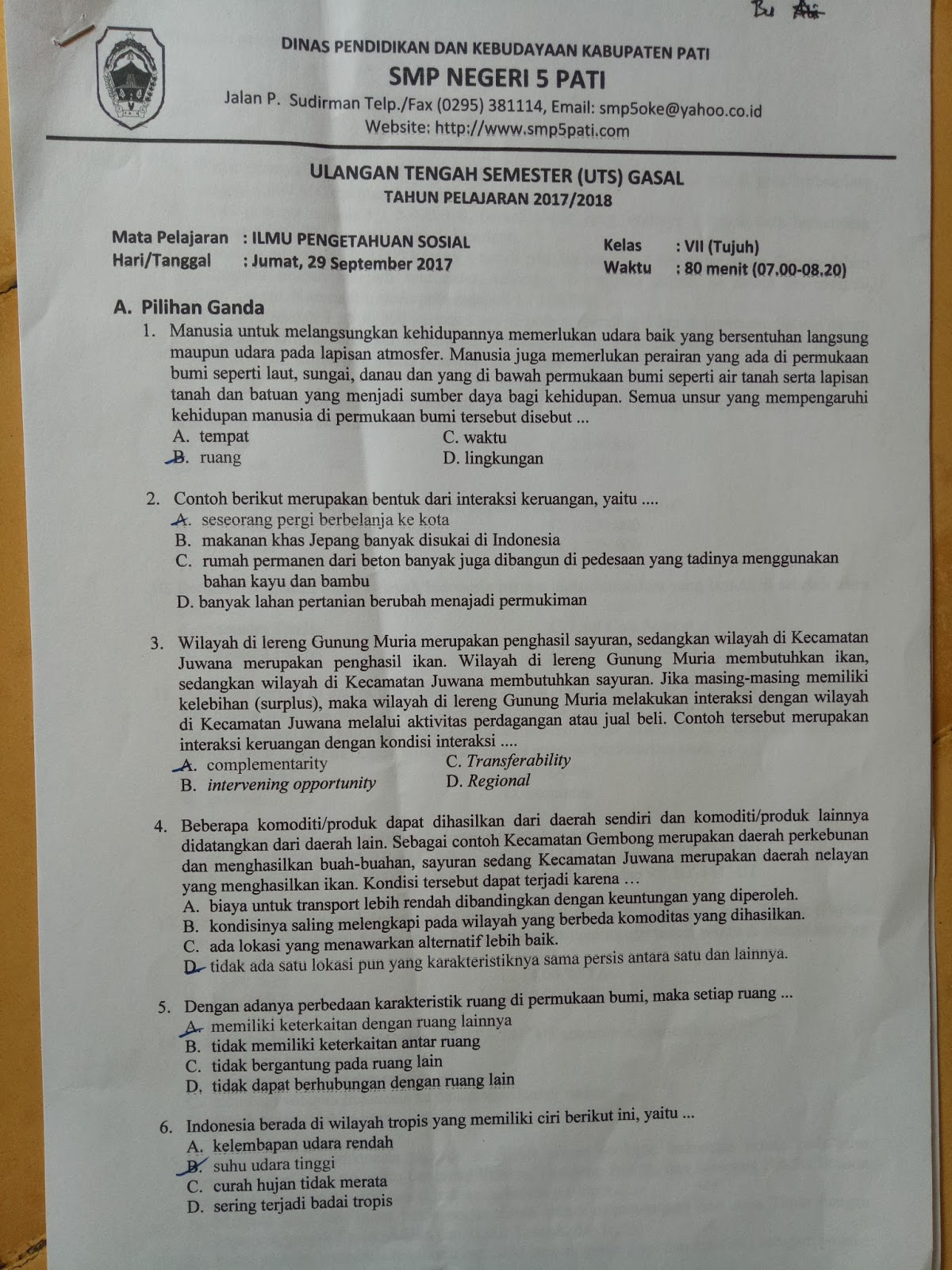 Maswido Kunci Jawaban Uts Gasal Ips Vii