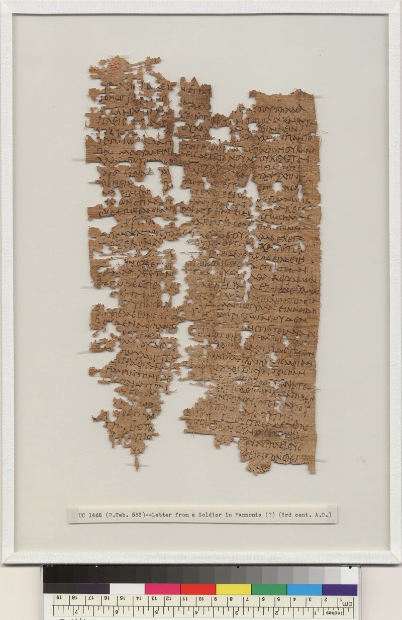 In greek: letter from a Roman legionary