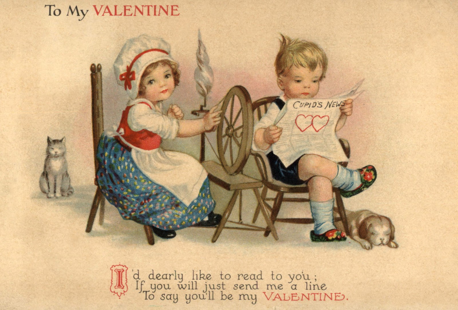На крыльях вдохновения: День Святого Валентина. Старинные открытки. Ангелы.