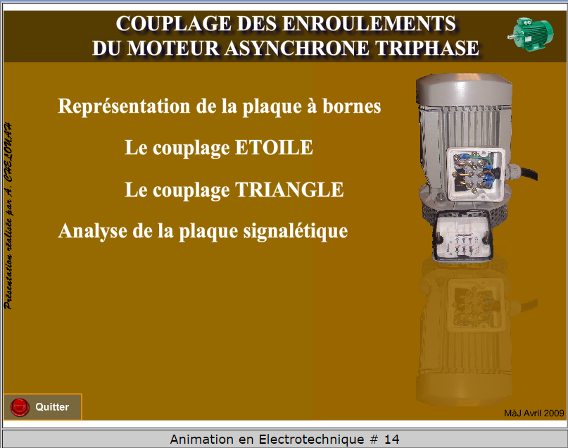Couplage des enroulements du moteur asynchrone triphasé