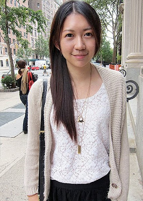 Angela Chang wearing mimi vert jeanne d'arc necklace