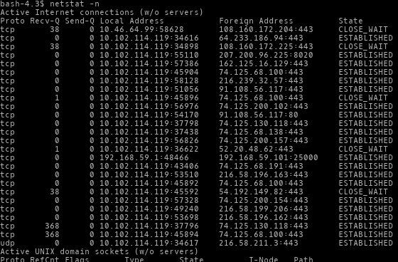linux-command, arief-jr.blogspot.com, disable reverse dns lookup for faster output, netstat