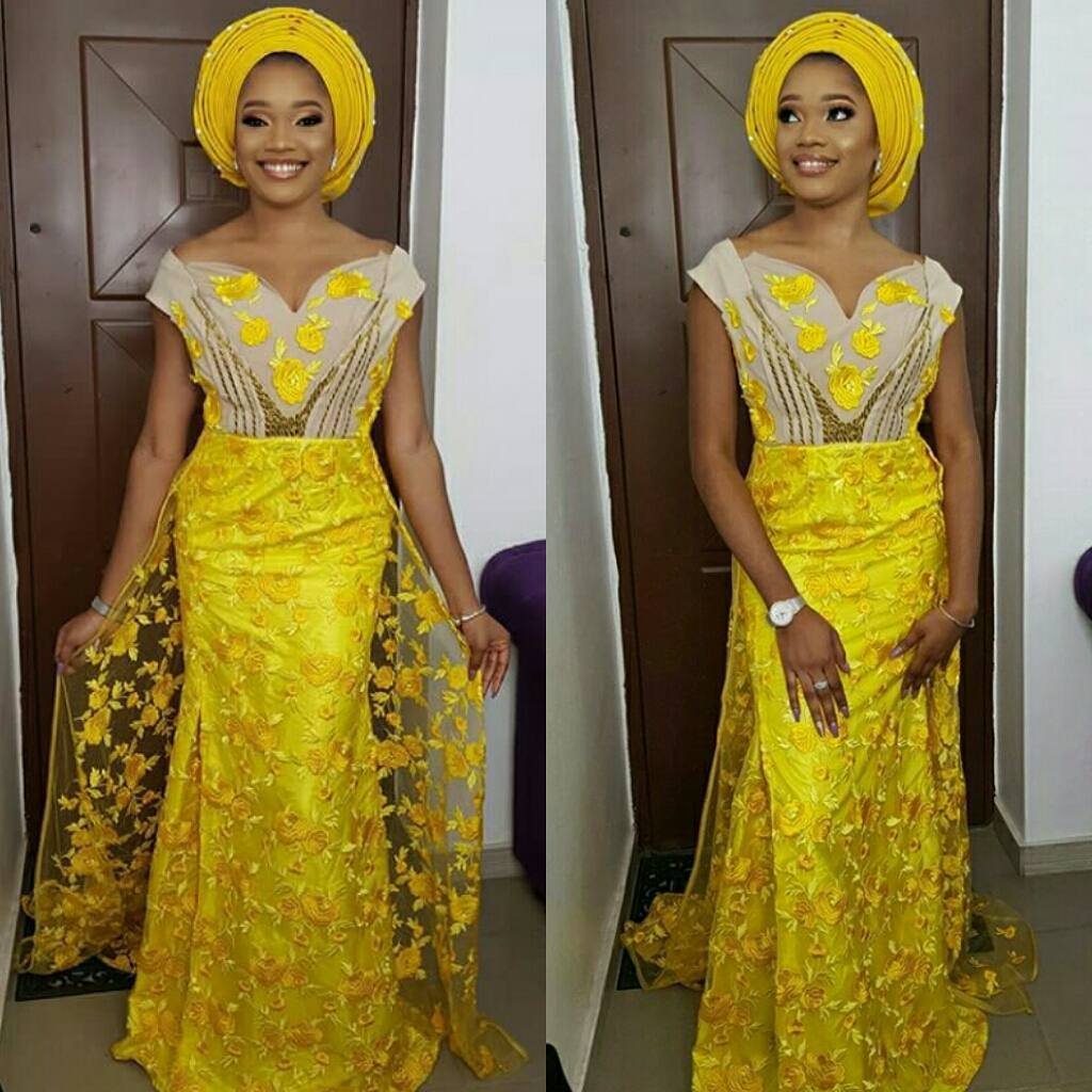 Wow!! I Love This Lovely Aso Ebi Styles Yellow Combinations DeZango