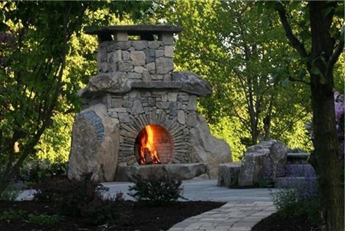 Outdoor Stone Fireplace design