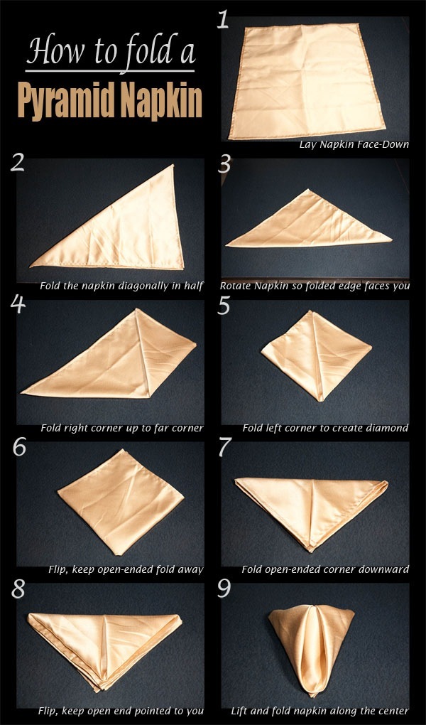 L. KNAFO Do It Yourself DIY Pyramid Napkin Fold