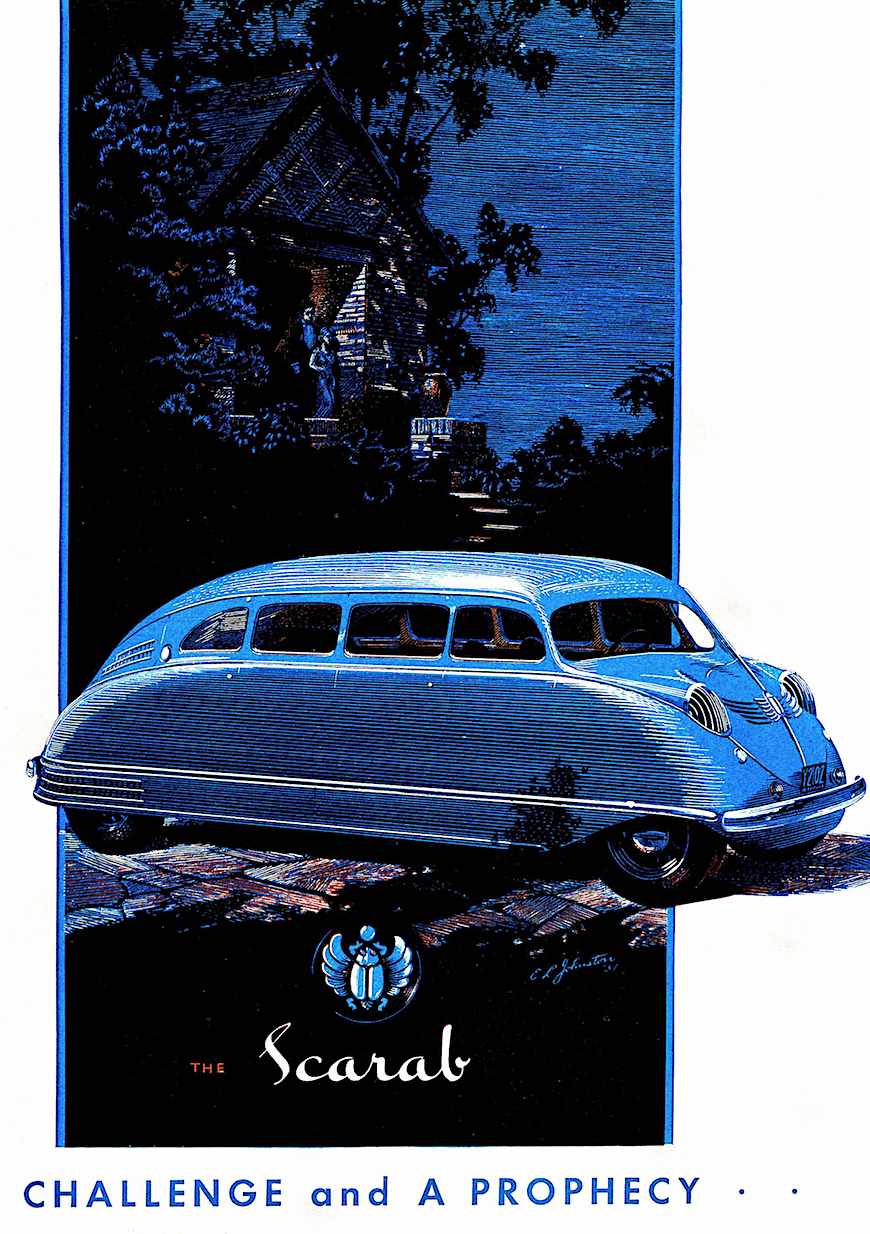 1935 Scarab automobile the 1935 Scarab automobile, a color illustration in blue