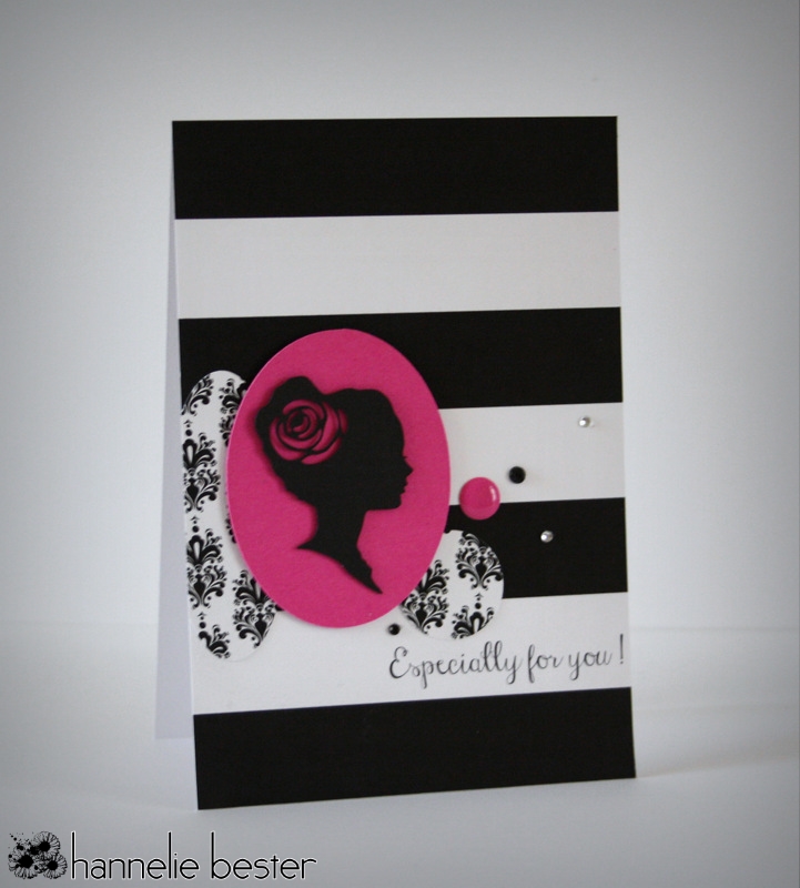 black and white and splash of magenta silhouette card
