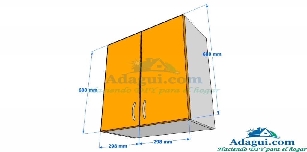 Plano y Diseño con medidas mueble alto de cocina melamina