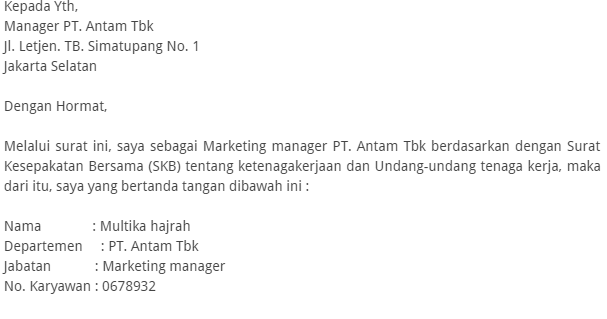 Contoh Surat Pengunduran Diri Karena Ikut Suami Kumpulan Surat Penting