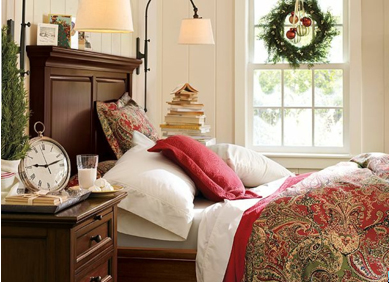 ideas para decorar el dormitorio en navidad, como decorar el dormitorio navideño, decoracion navideña para cuarto, como arreglar la cama en navidad, arreglos navideños para cama, ropa de cama navideña