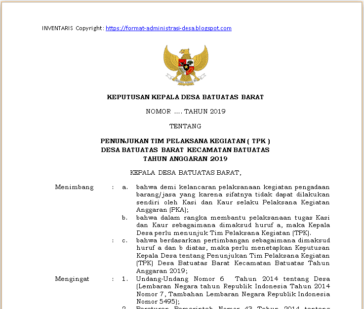 Format Administrasi Desa