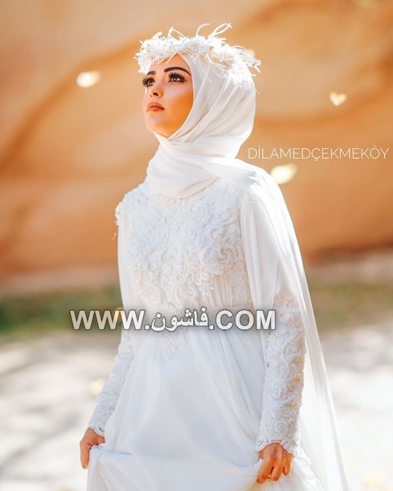 بالصور أجدد الأشكال العصرية فى عالم لفات الطُرح للعرائس المحجبات فساتين زفاف, فساتين زفاف محجبات, لفات طرح للزفاف, لفات حجاب للزفاف, أشكال لفات الحجاب فى الفرح