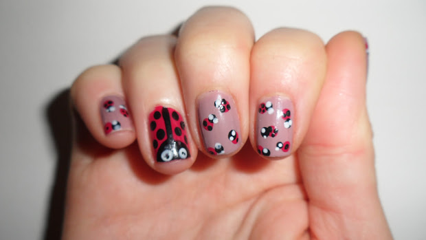 cute ladybug nail art design
