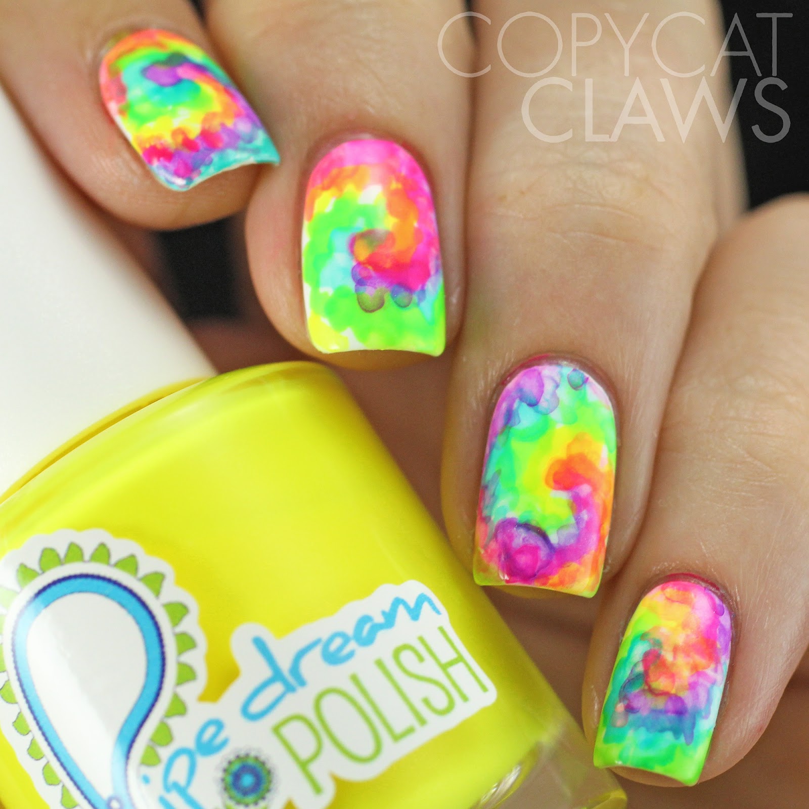 Copycat Claws: Tie Dye Nails With Stamping