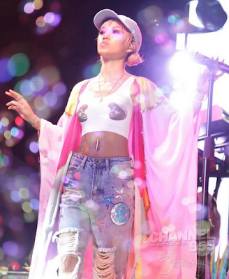 1a5 Jhene Aiko steps out in a crop top with Big Sean's face on her boobs