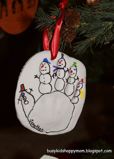 snowman handprint ornaments