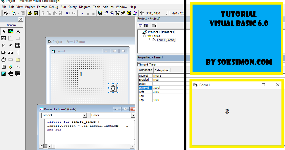 Contoh Aplikasi Visual Basic Membuat Jam Menggunakan Control Timer