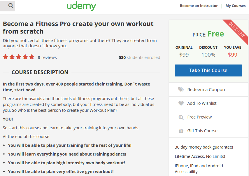 100 Free Coupon Codes [UDEMY COURSE COUPON CODE] a Fitness Pro