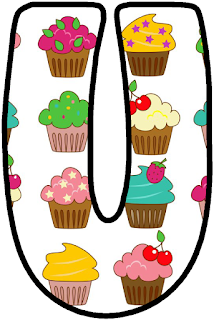 Abecedario con Cupcakes Grandes. Alphabet with Big Cupcakes. 