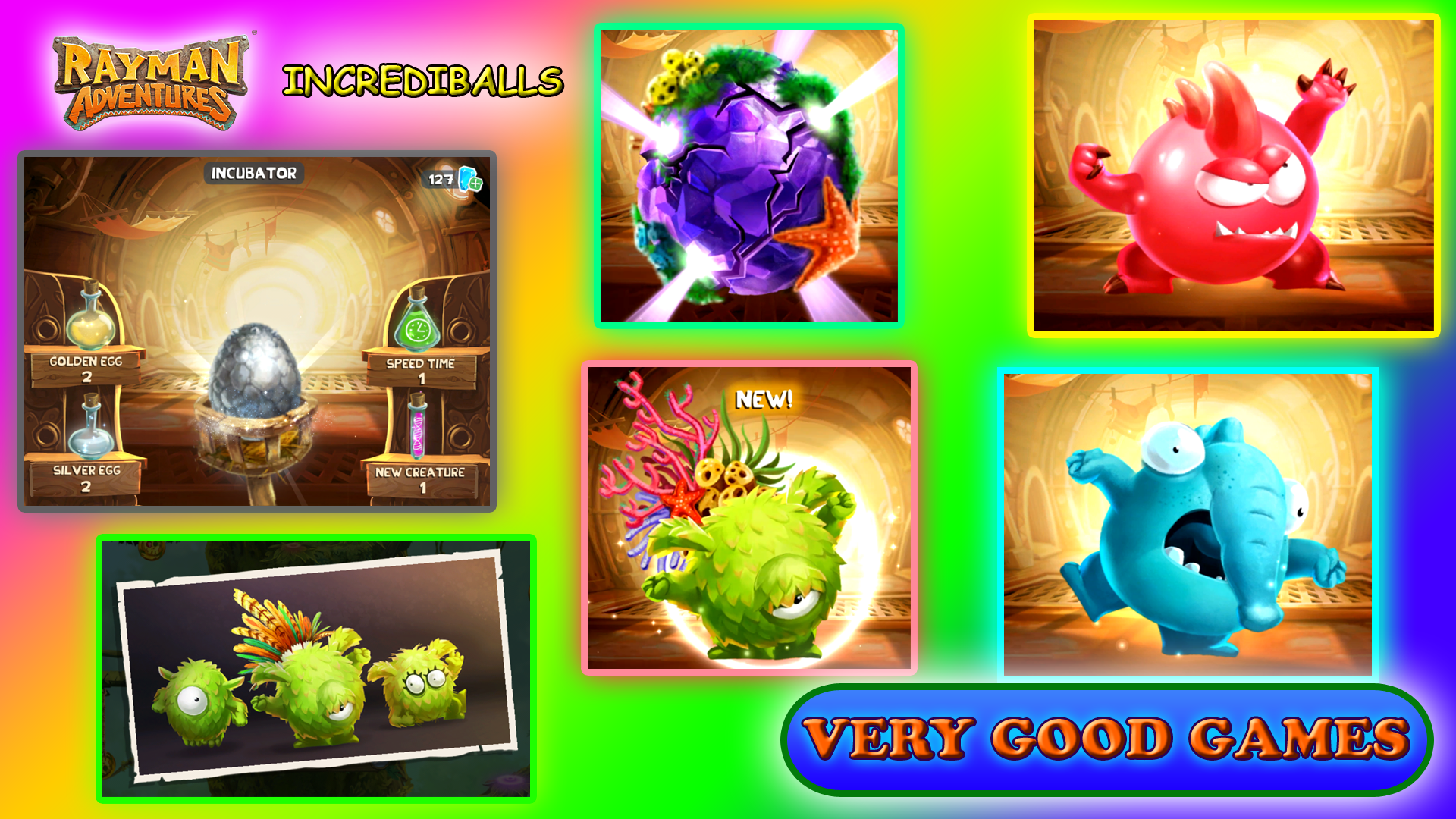 Screenshots from Rayman Adventures with incrediballs.