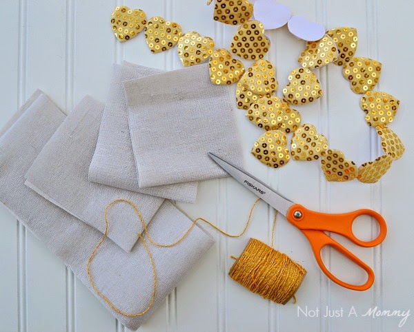 stitched Valentine treat bag supplies