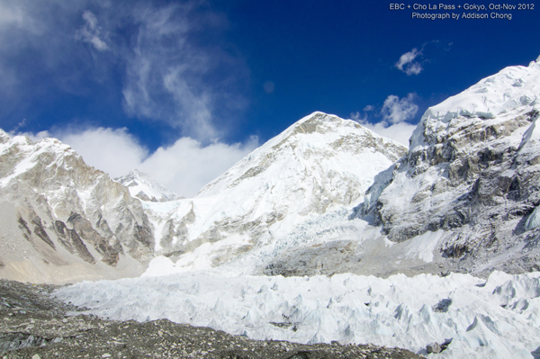 Khumbu Icefall, which is also the route to summit of Everest and Lhotse Khumbu Icefall, which is also the route to summit of Everest and Lhotse
