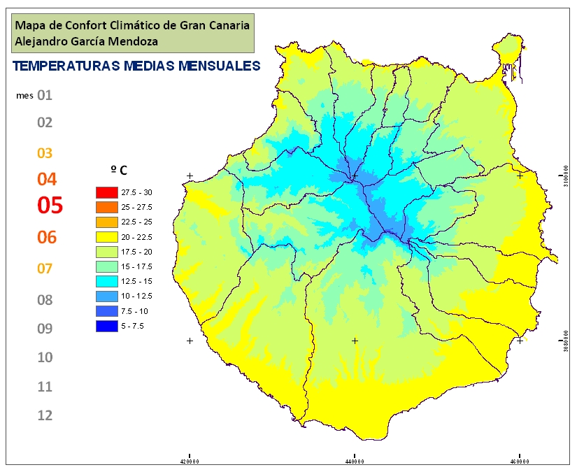 Mapa Confort Gran Canaria: Mapa mensual de