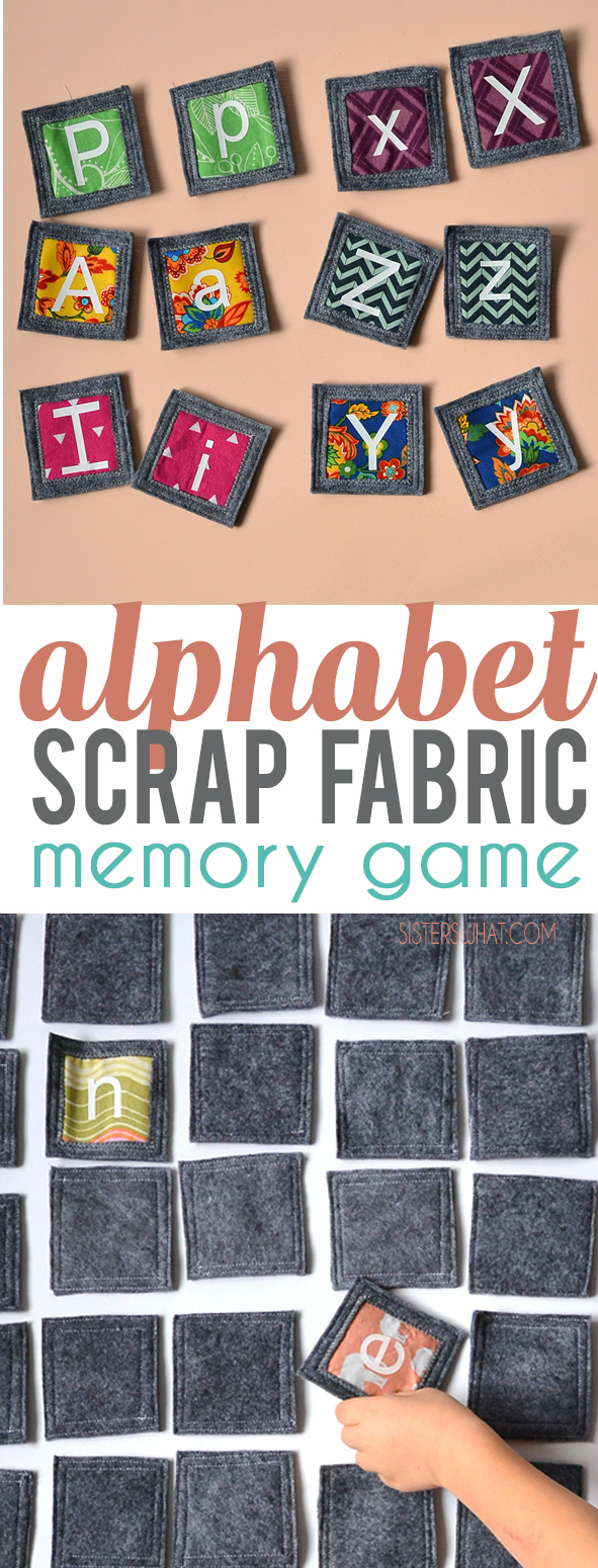 Make a fun abc fabric memory game using scraps fabric and heat transfer vinyl; perfect for your little kids to play.