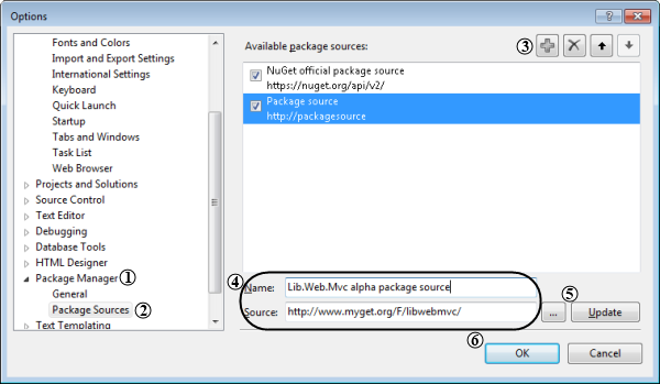 Package Sources Screen