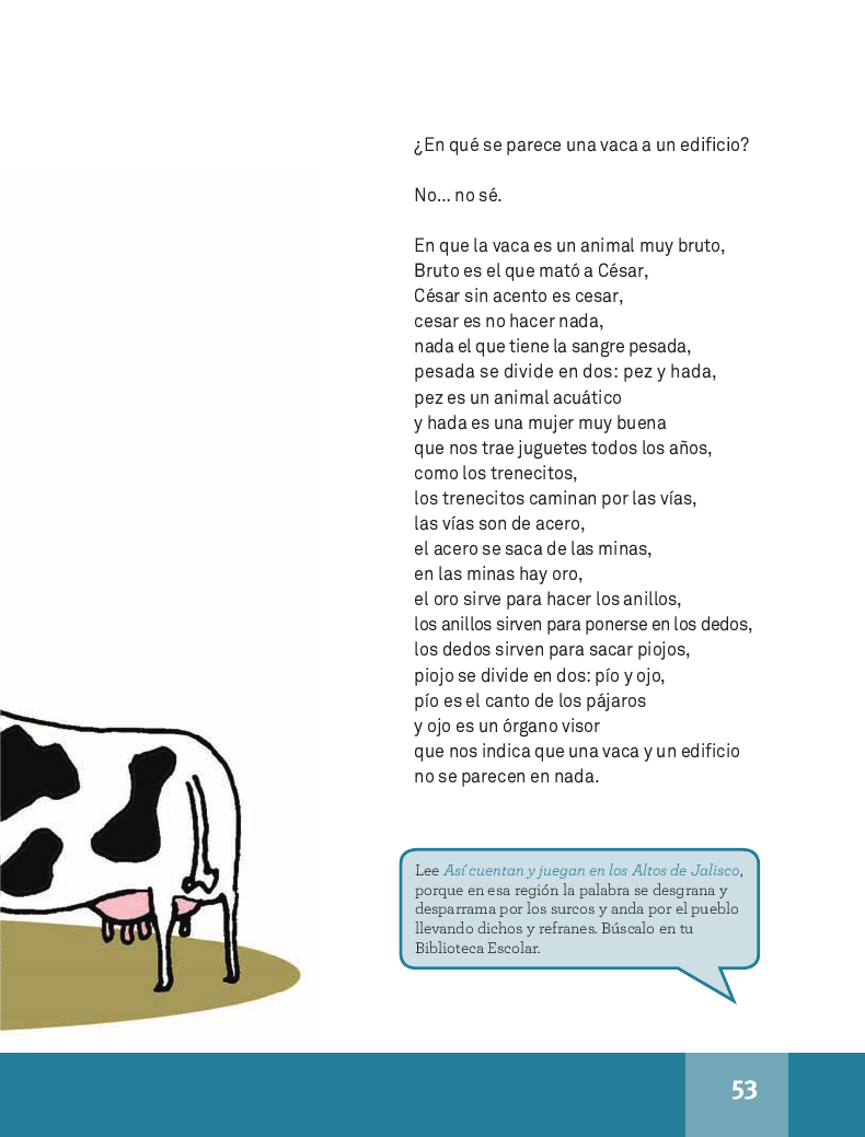 Una vaca y un edificio - Español Lecturas 4to 2014-2015