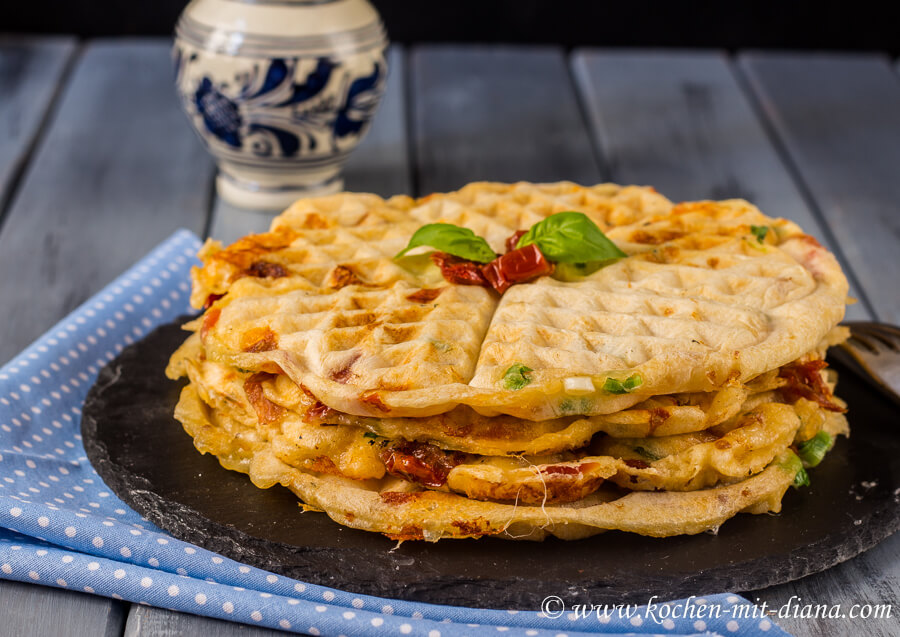 Tomatomozzarellabasil waffles Cooking with Diana