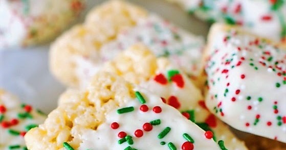 Christmas White Chocolate-Dipped Rice Krispie Treats | The Kitchen is ...