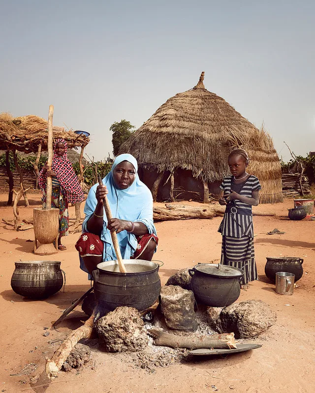 Cooking with wood in Niger Africa
