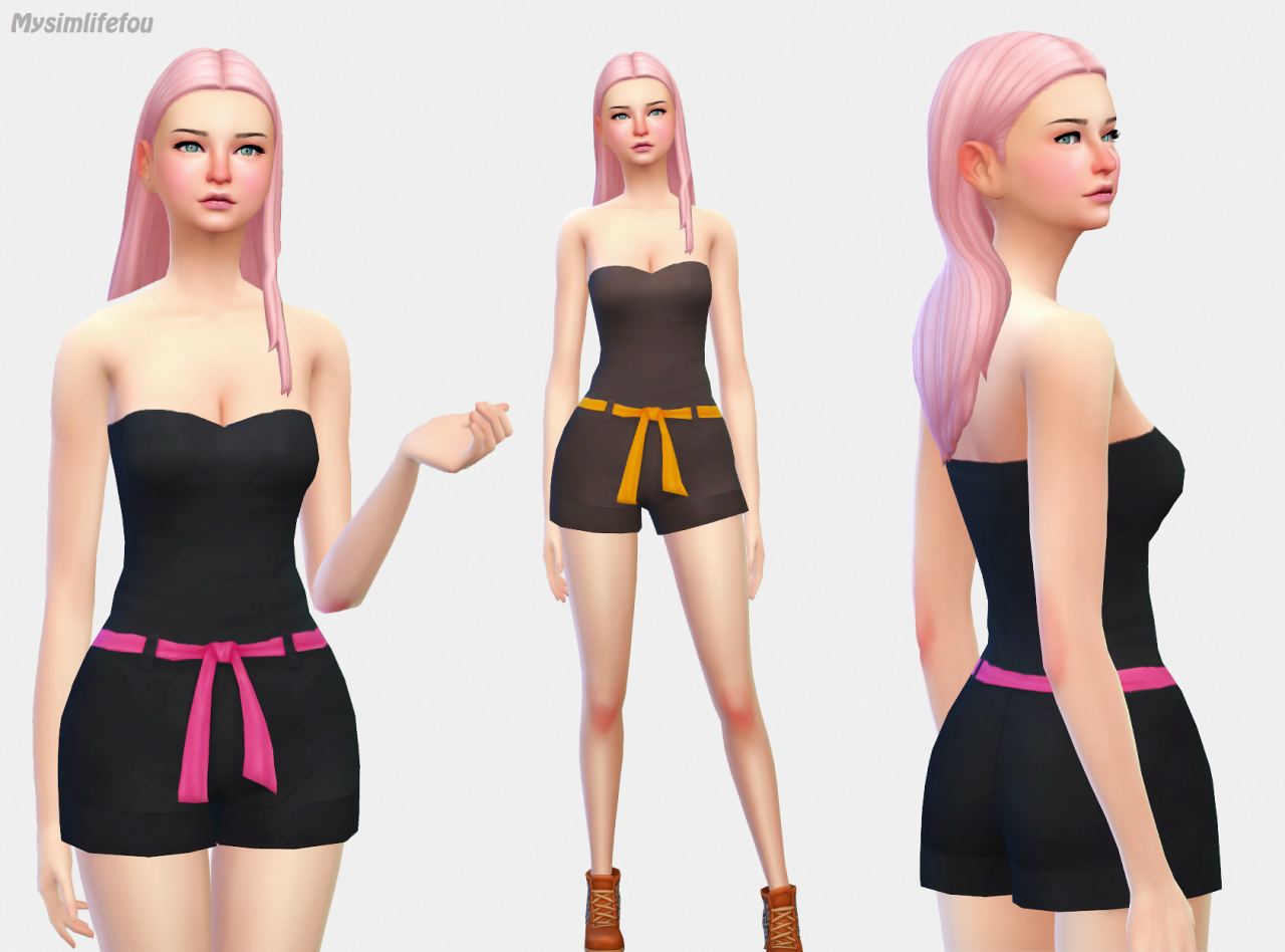 Sims 4 CC's - The Best: Bustier Short Jumpsuit by Mysimlifefou