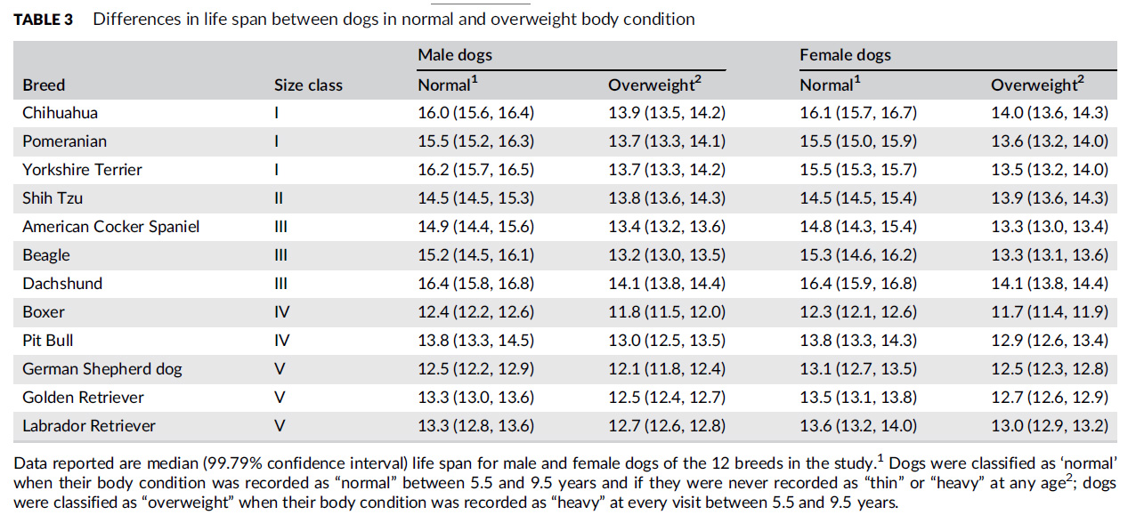 Dog Life Expectancy Chart By Weight