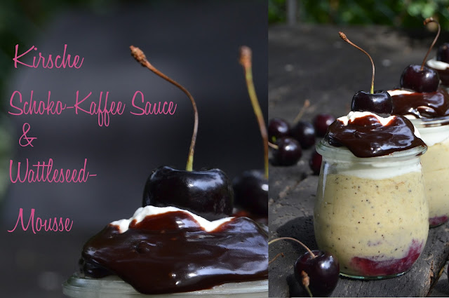 S-Küche: Wattleseed-Mousse mit Schoko-Kaffee Sauce und Kirsche