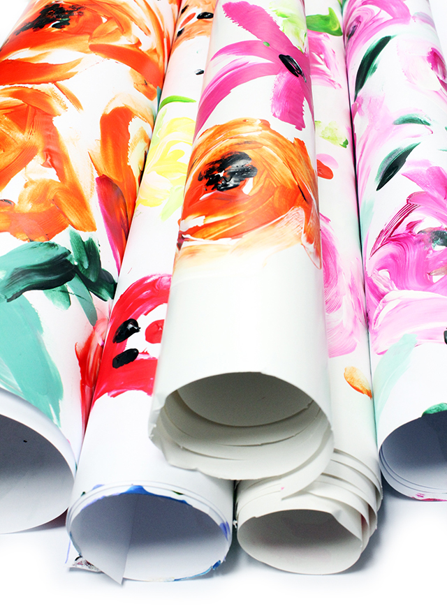 finger painted wrapping paper