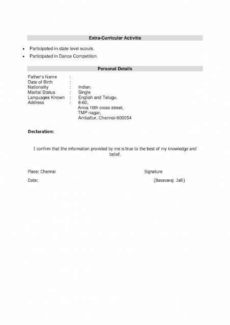 latest resume format for bba freshers - download