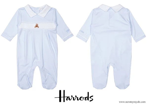 Prince Charles wore Harrods of London embroidered bear and peter pan collar cotton sleepsuit