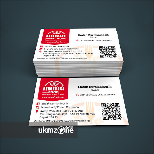 Desain kartu nama untuk usaha kecil mikro UMKM IKM Munafood Depok - UKM ZONE Desain kartu nama untuk usaha kecil mikro UMKM IKM Munafood Depok - UKM ZONE