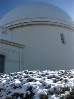 Snow-covered shrubbery at Lick Observatory, Mt. Hamilton, San Jose, California