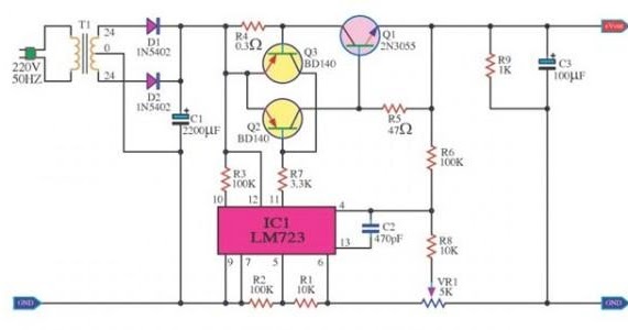 Regulator 12v 10a By Ic 723 2n3055