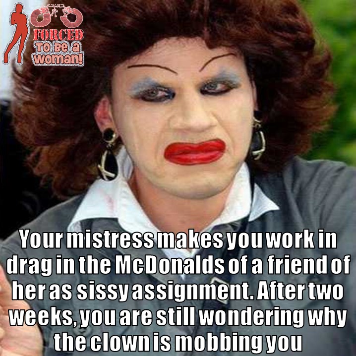 TG Captions and more Working in drag as sissy assignment TG Caption