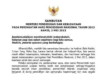 Contoh Kata Sambutan Tentang Pendidikan